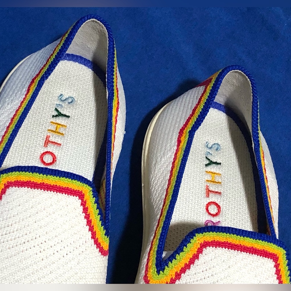 Rothy's White Slip-Ons with Colorful Trim - Picture 2 of 11